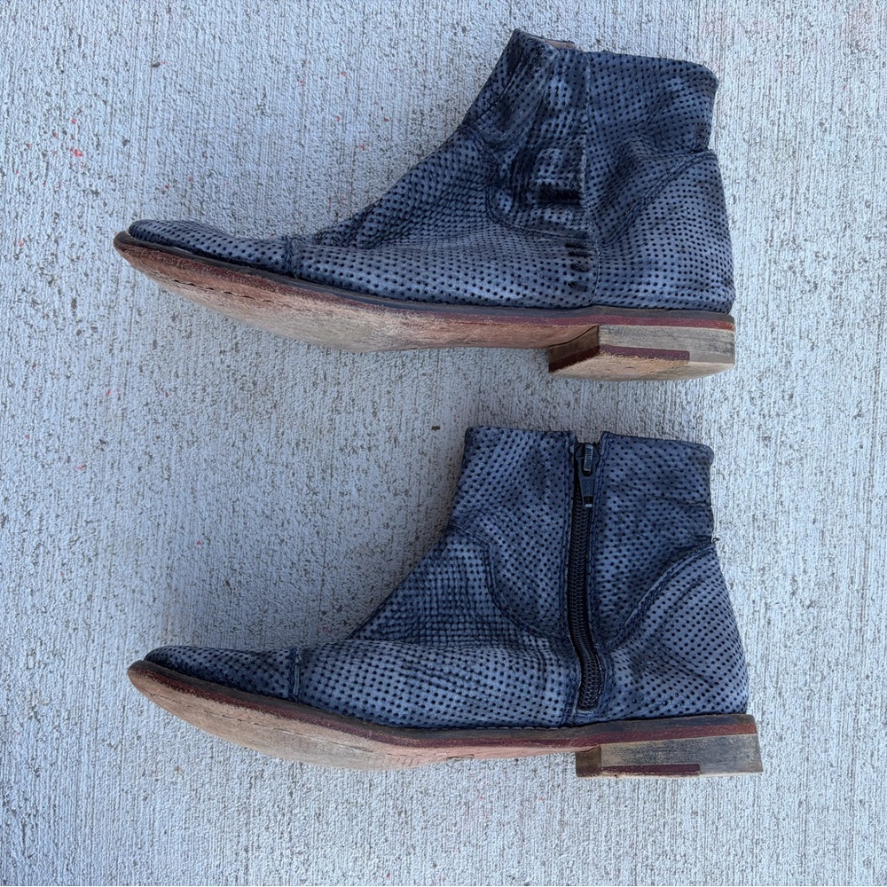 free people distressed perforated leather ankle boots boho moto festival 37